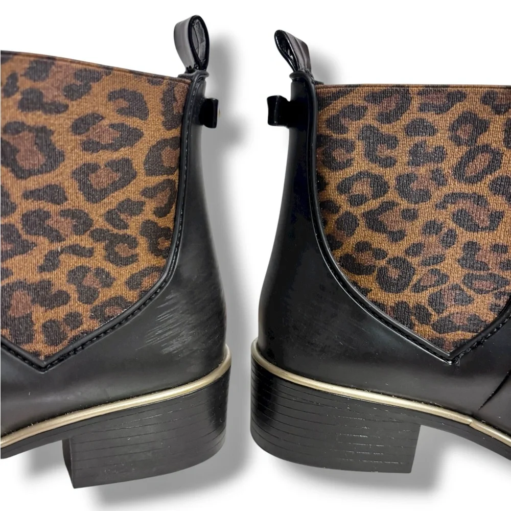 KATE SPADE Sedgewick Domina Chelsea Rain Boots Leopard Print Accent Size 6/7